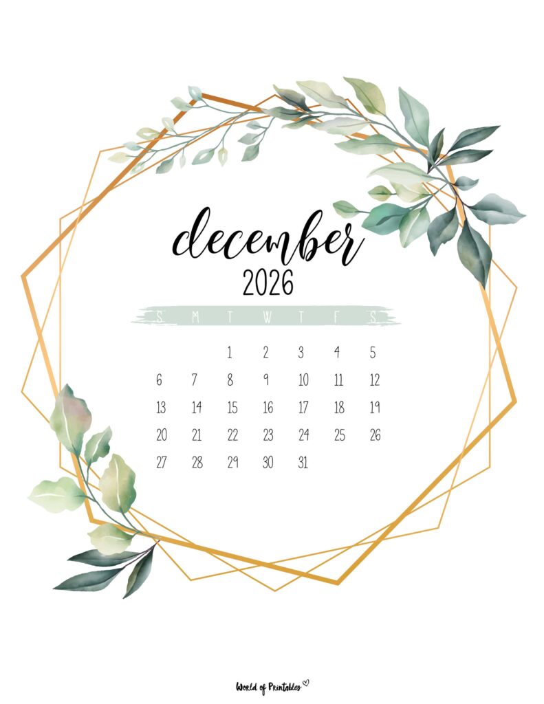 Printable December 2026 Calendar Design 18