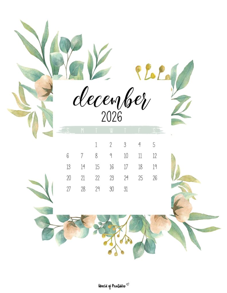 Printable December 2026 Calendar Design 20