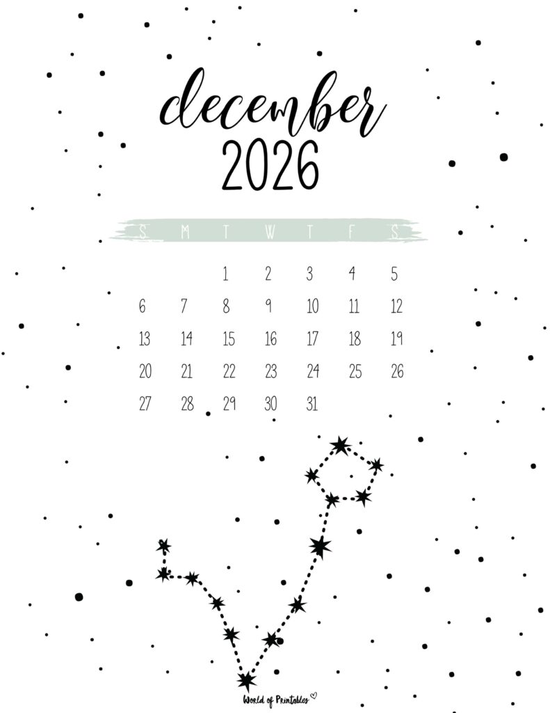 Printable December 2026 Calendar Design 24