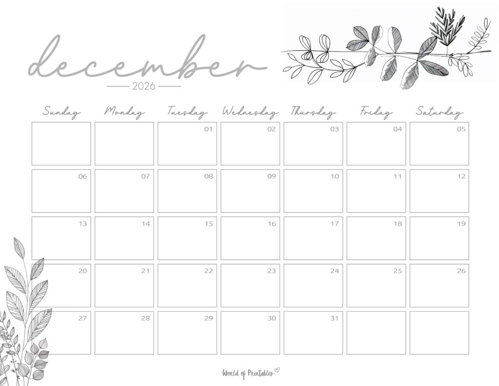 Printable December 2026 Calendar Design 249