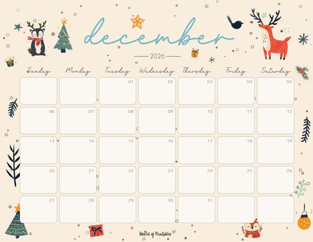 Printable December 2026 Calendar Design 253