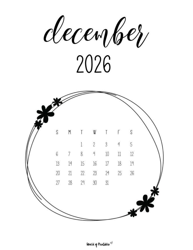Printable December 2026 Calendar Design 27