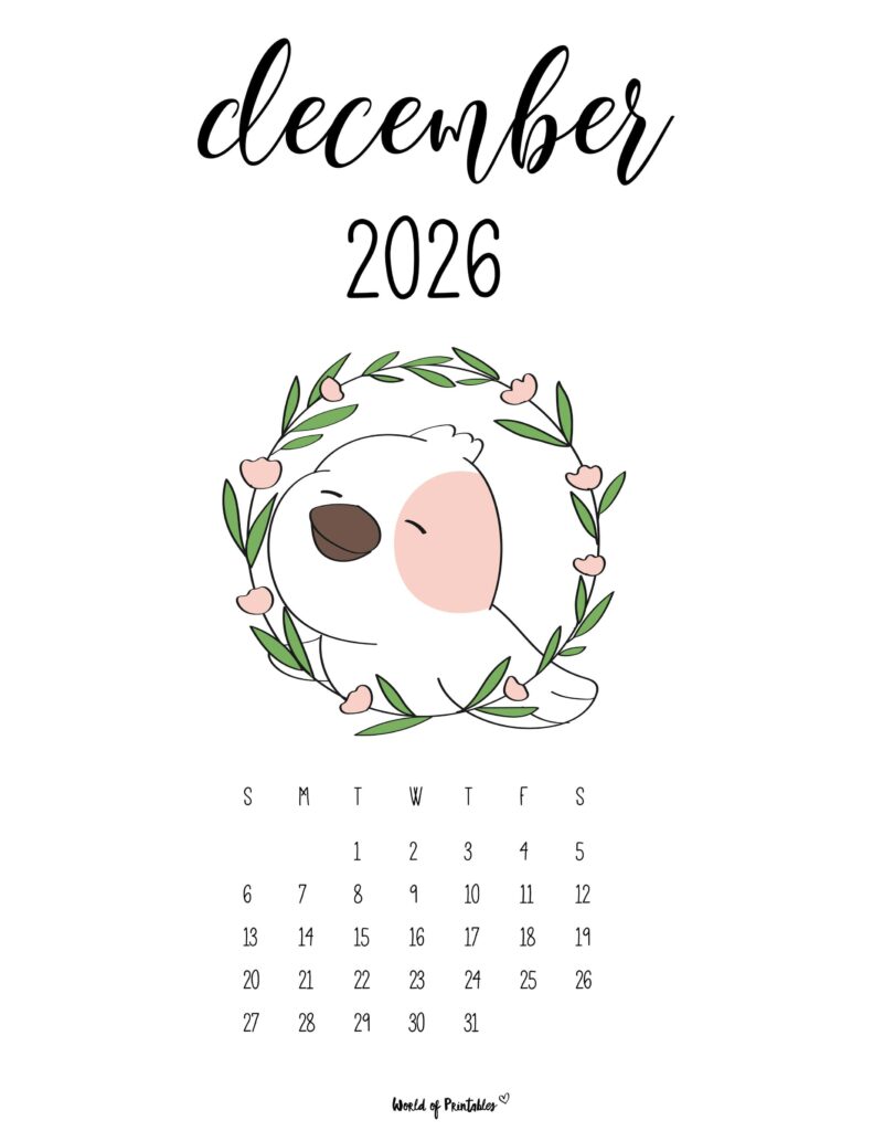Printable December 2026 Calendar Design 28