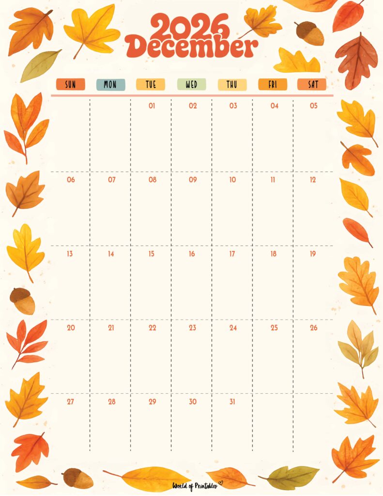 Printable December 2026 Calendar Design 304