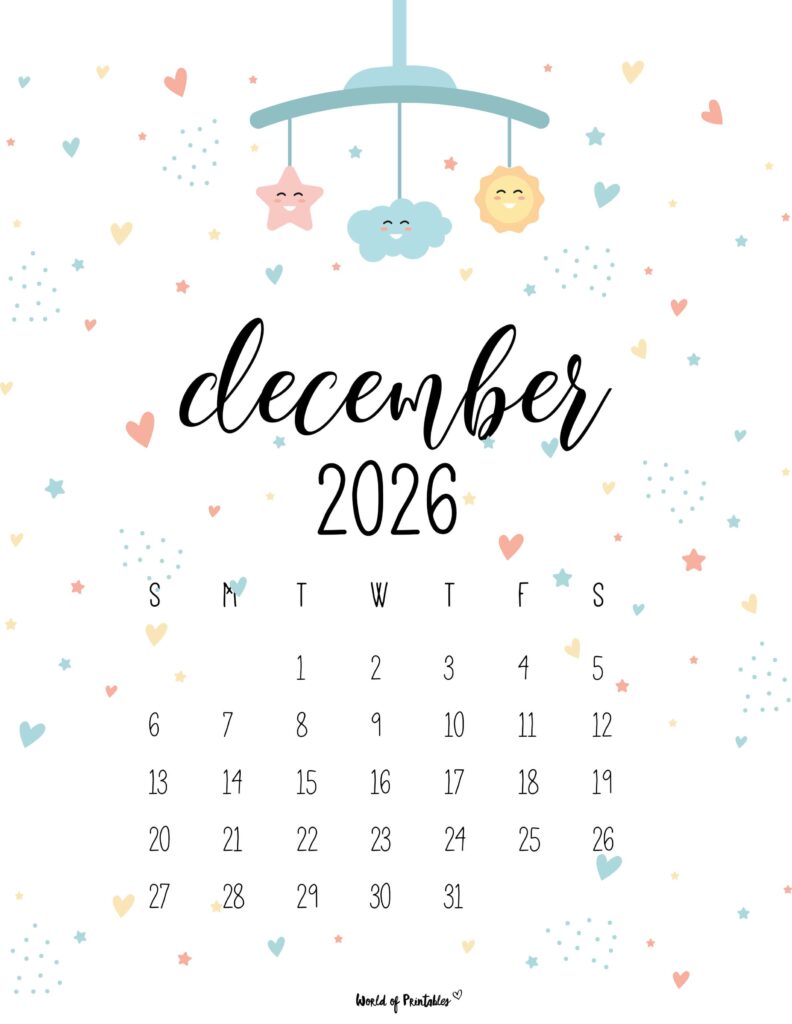 Printable December 2026 Calendar Design 31