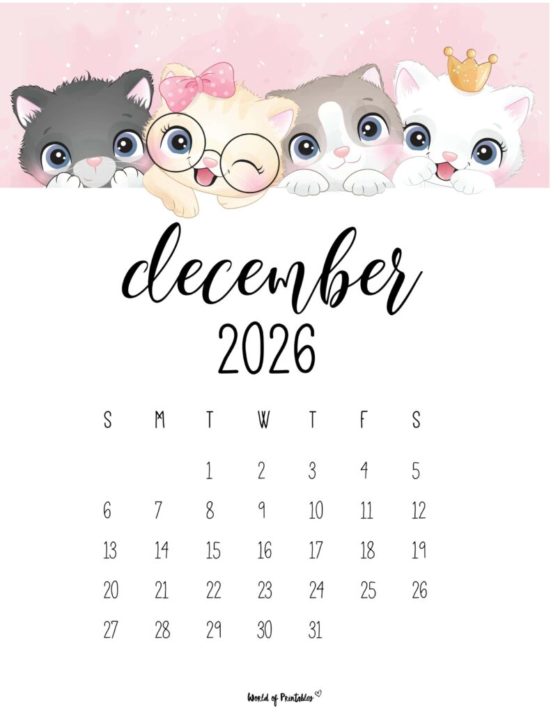 Printable December 2026 Calendar Design 33