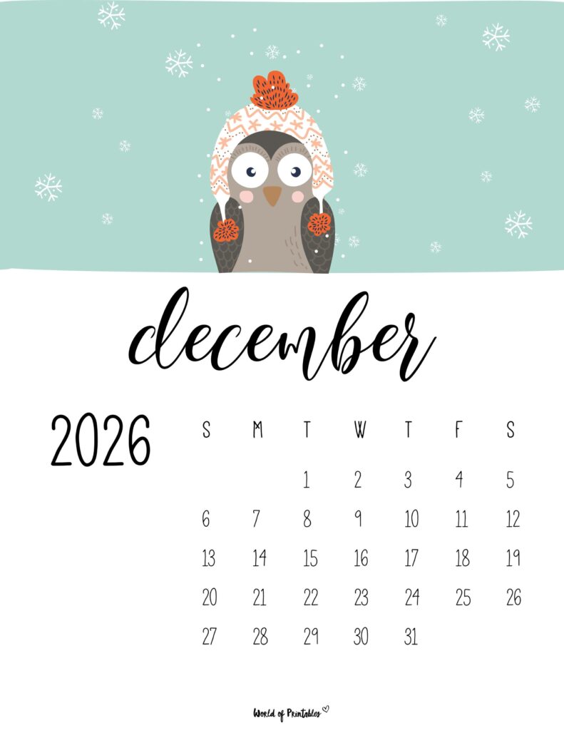 Printable December 2026 Calendar Design 36
