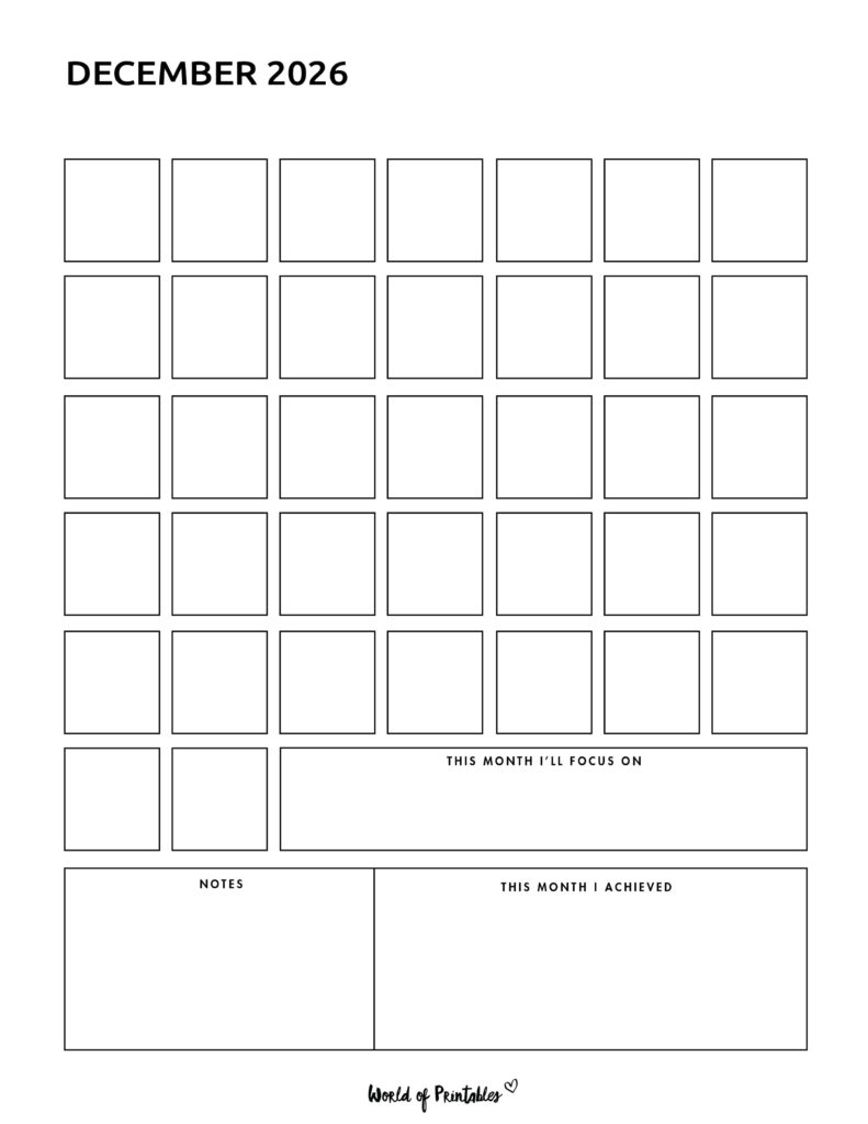 Printable December 2026 Calendar Design 362