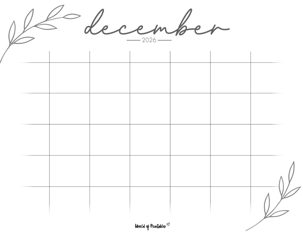 Printable December 2026 Calendar Design 367