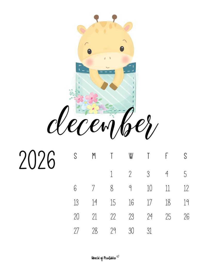 Printable December 2026 Calendar Design 38