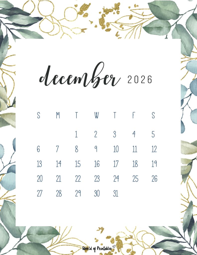Printable December 2026 Calendar Design 4