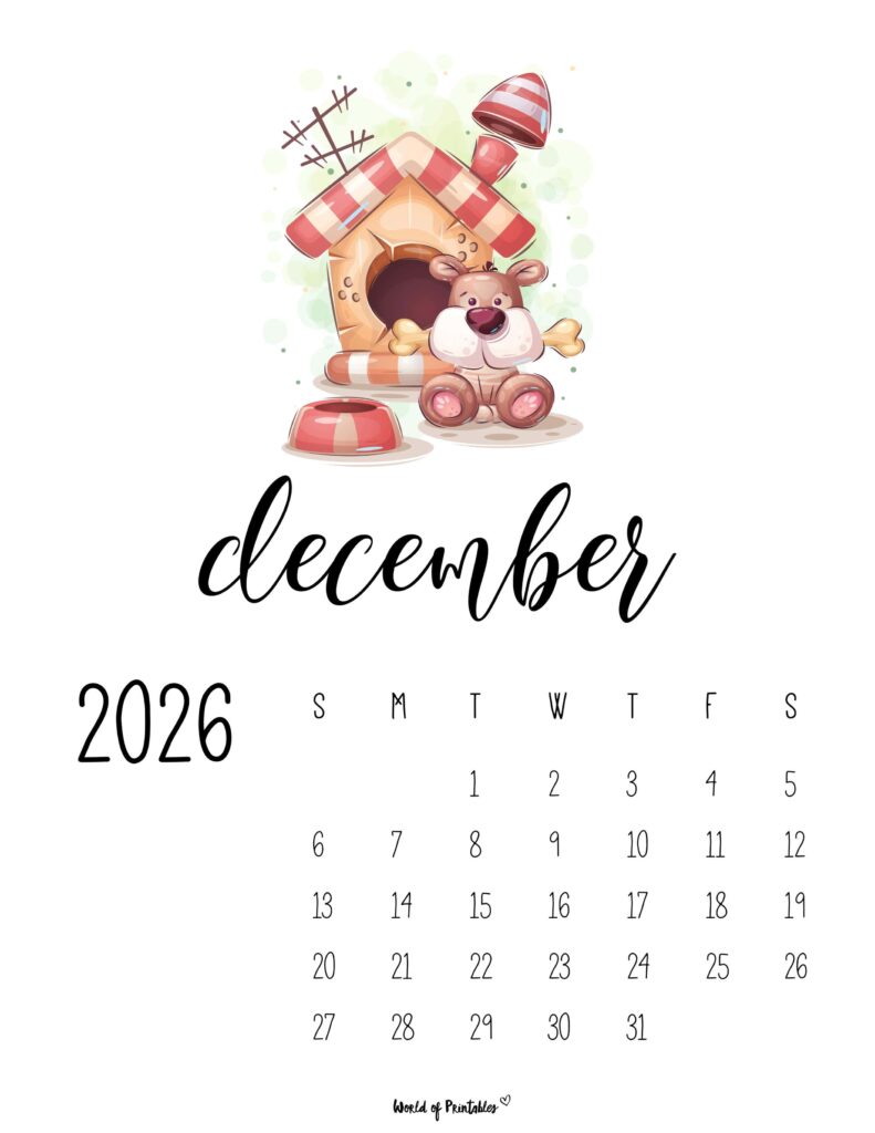Printable December 2026 Calendar Design 43