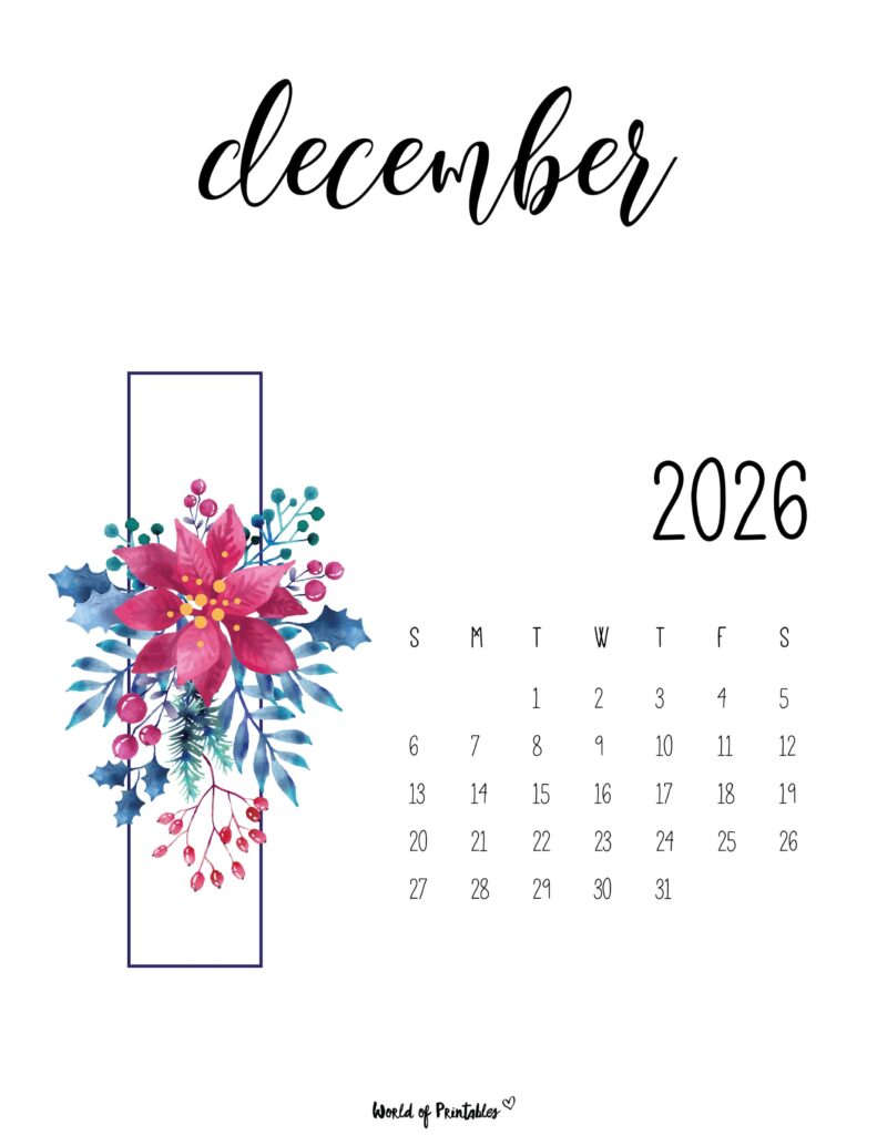 Printable December 2026 Calendar Design 47