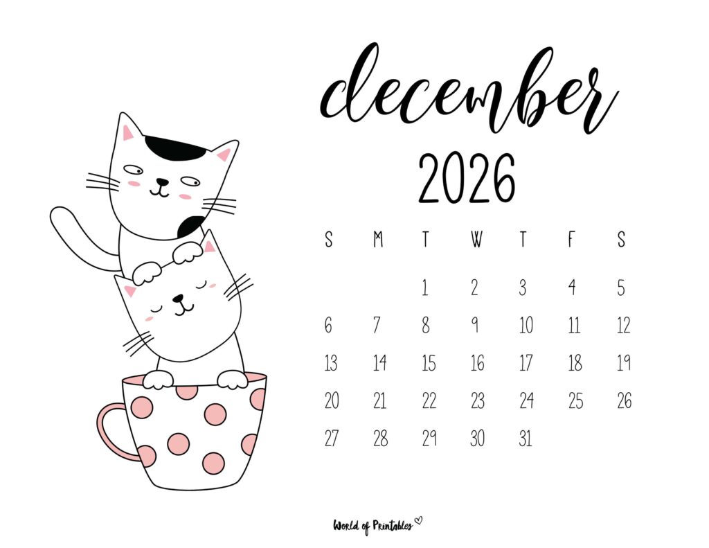 Printable December 2026 Calendar Design 48
