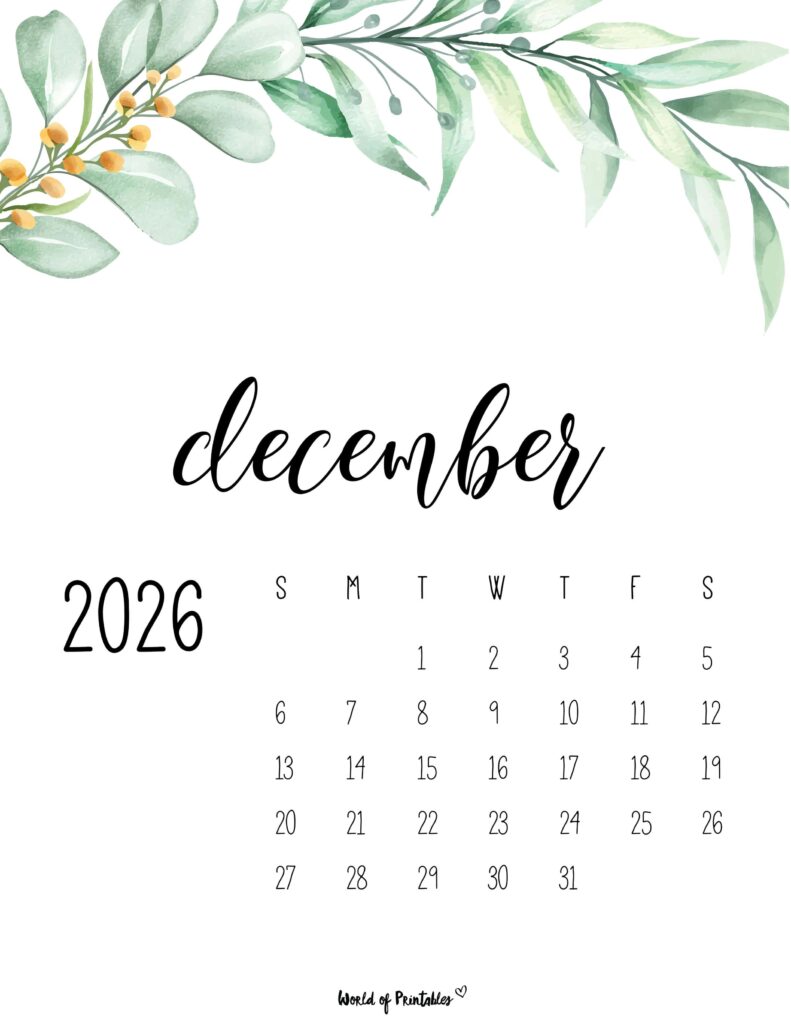 Printable December 2026 Calendar Design 49