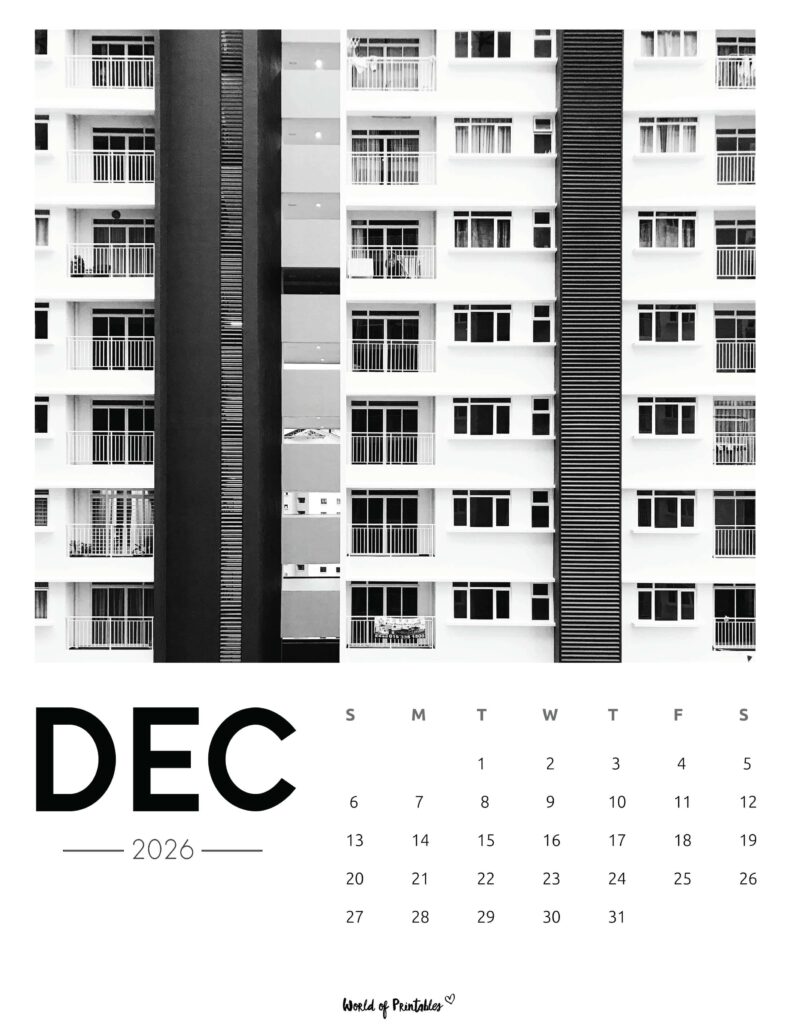 Printable December 2026 Calendar Design 58