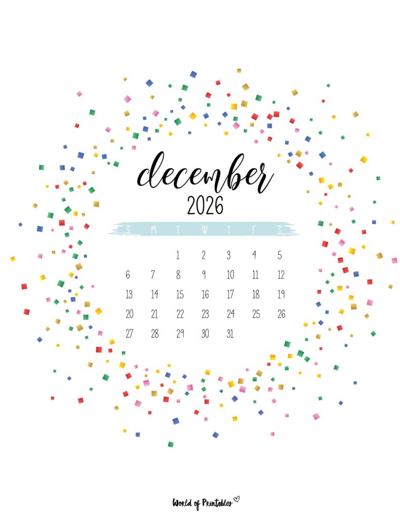 Printable December 2026 Calendar Design 6