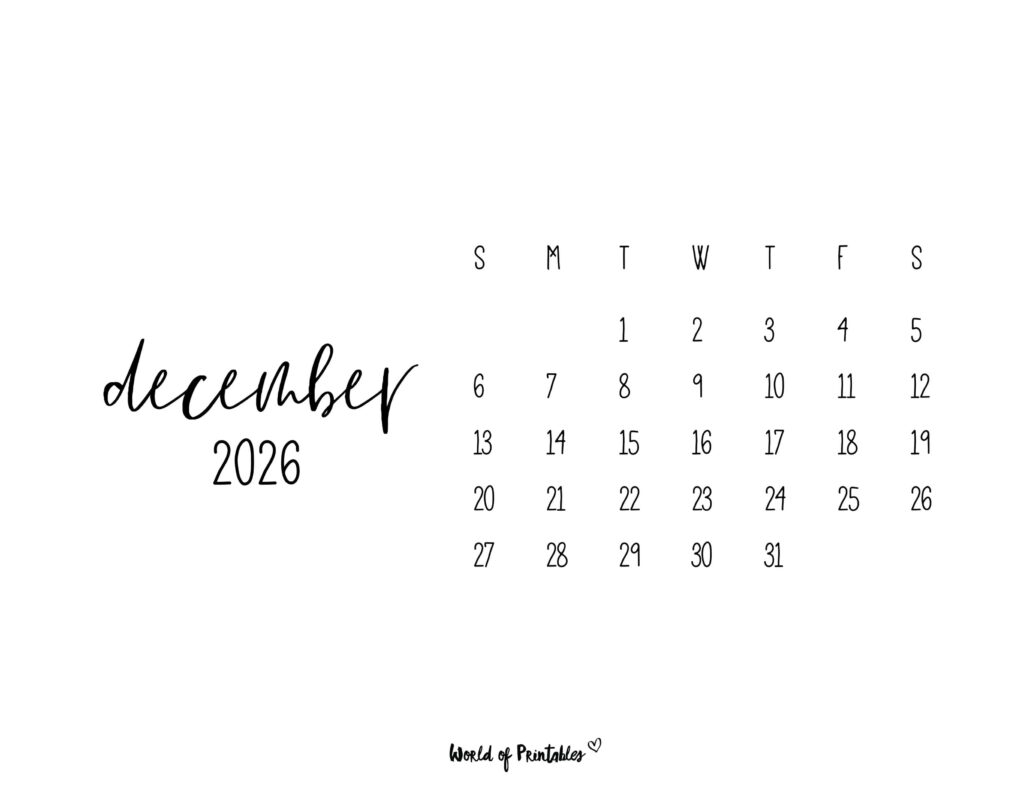 Printable December 2026 Calendar Design 63 alt