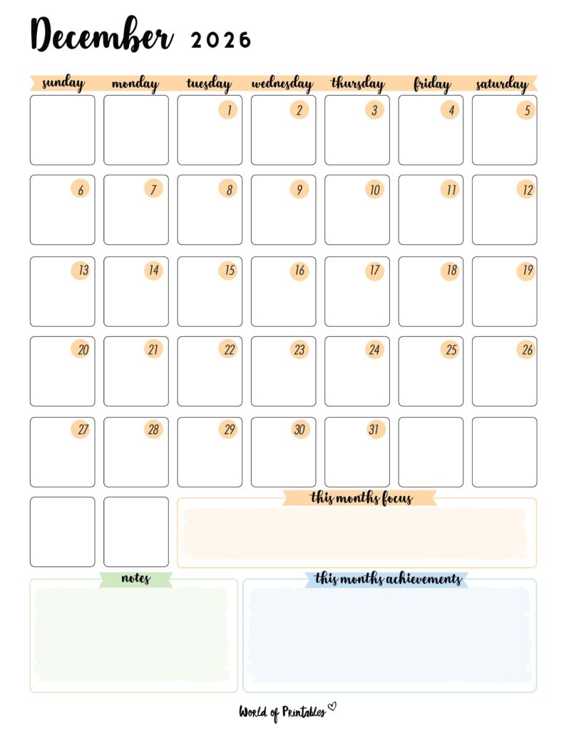 Printable December 2026 Calendar Design 91
