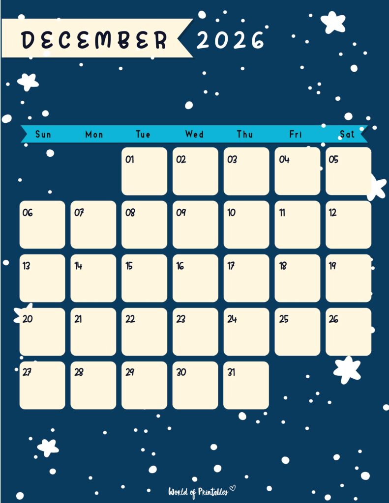 Printable December 2026 Calendar Design 95