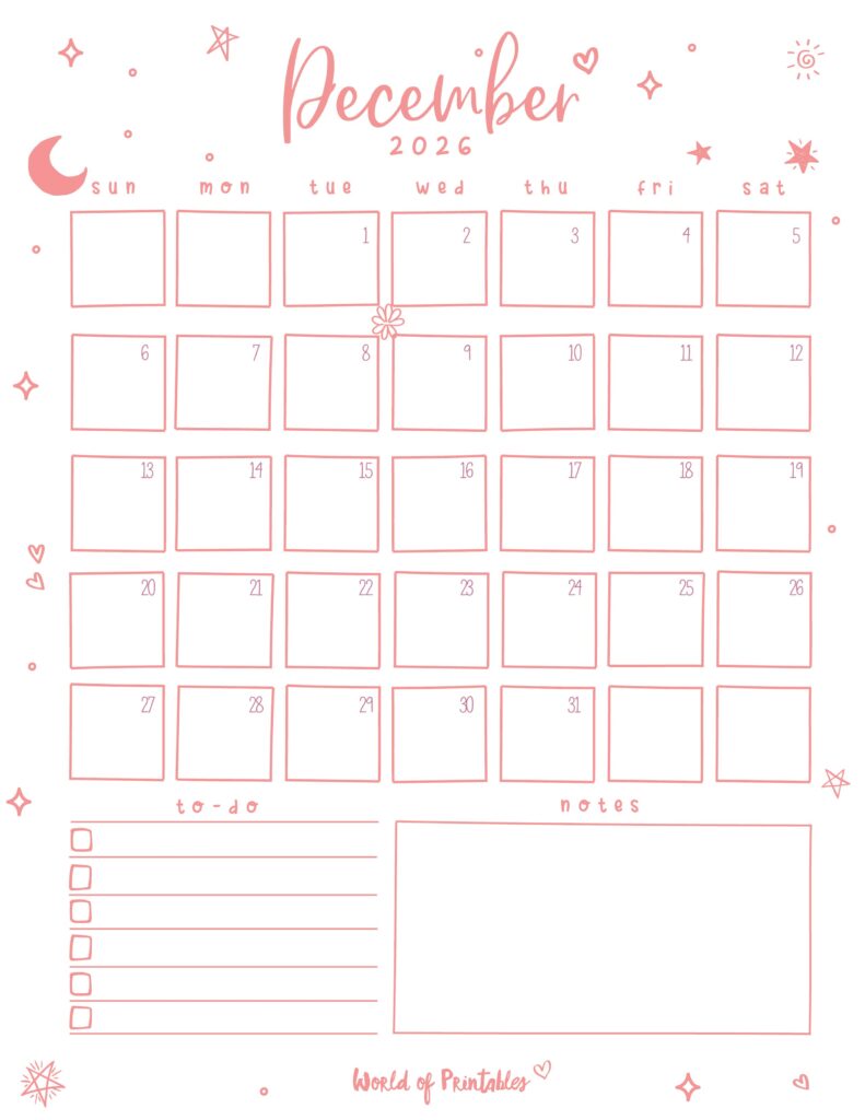 Printable December 2026 Calendar Design 97