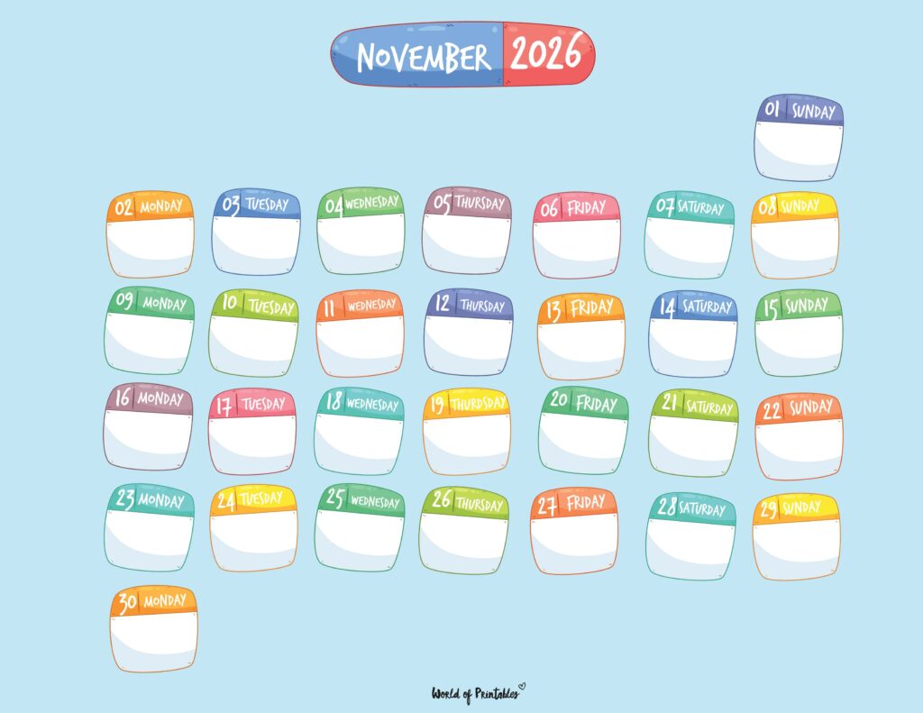 Printable November 2026 Calendar Design 109