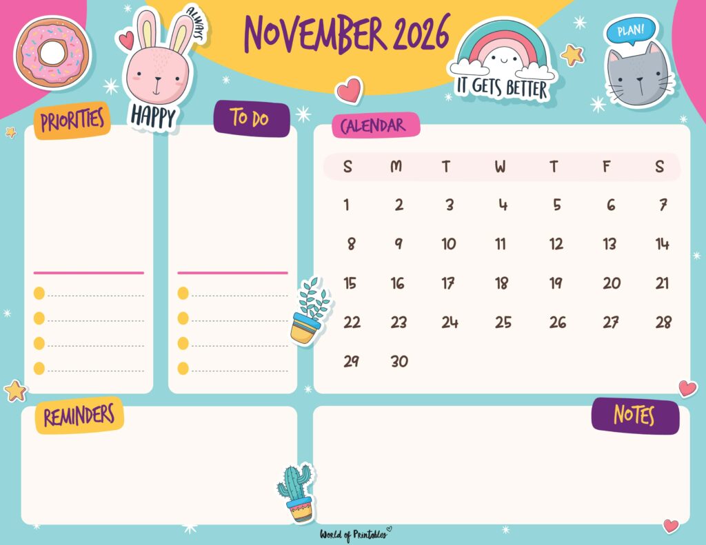 Printable November 2026 Calendar Design 110