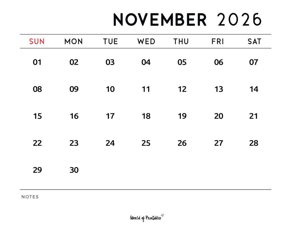 Printable November 2026 Calendar Design 112