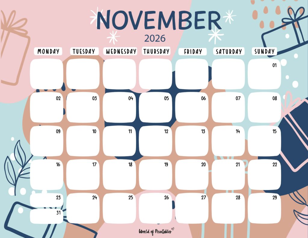 Printable November 2026 Calendar Design 113