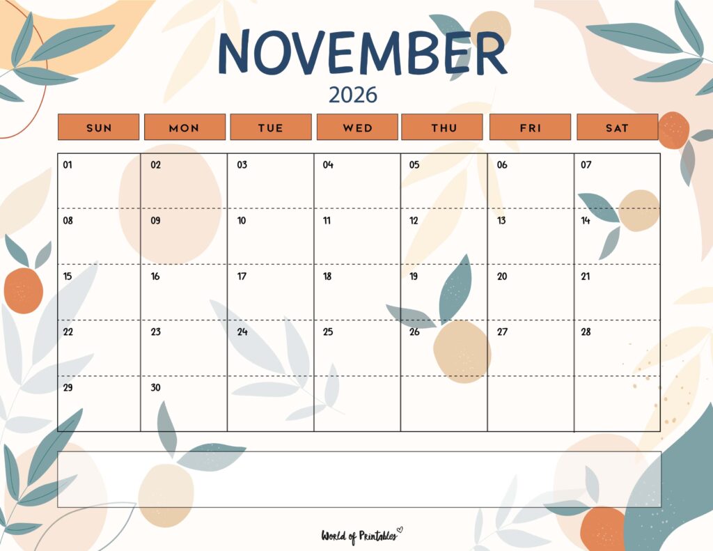 Printable November 2026 Calendar Design 114