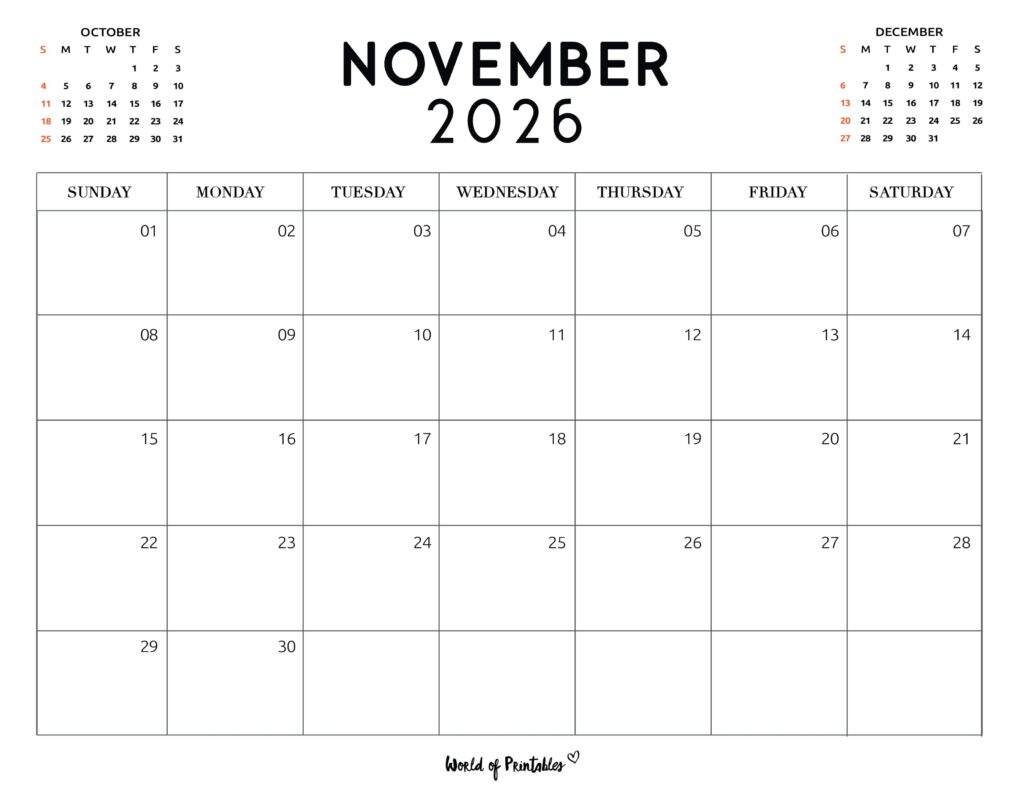 Printable November 2026 Calendar Design 117