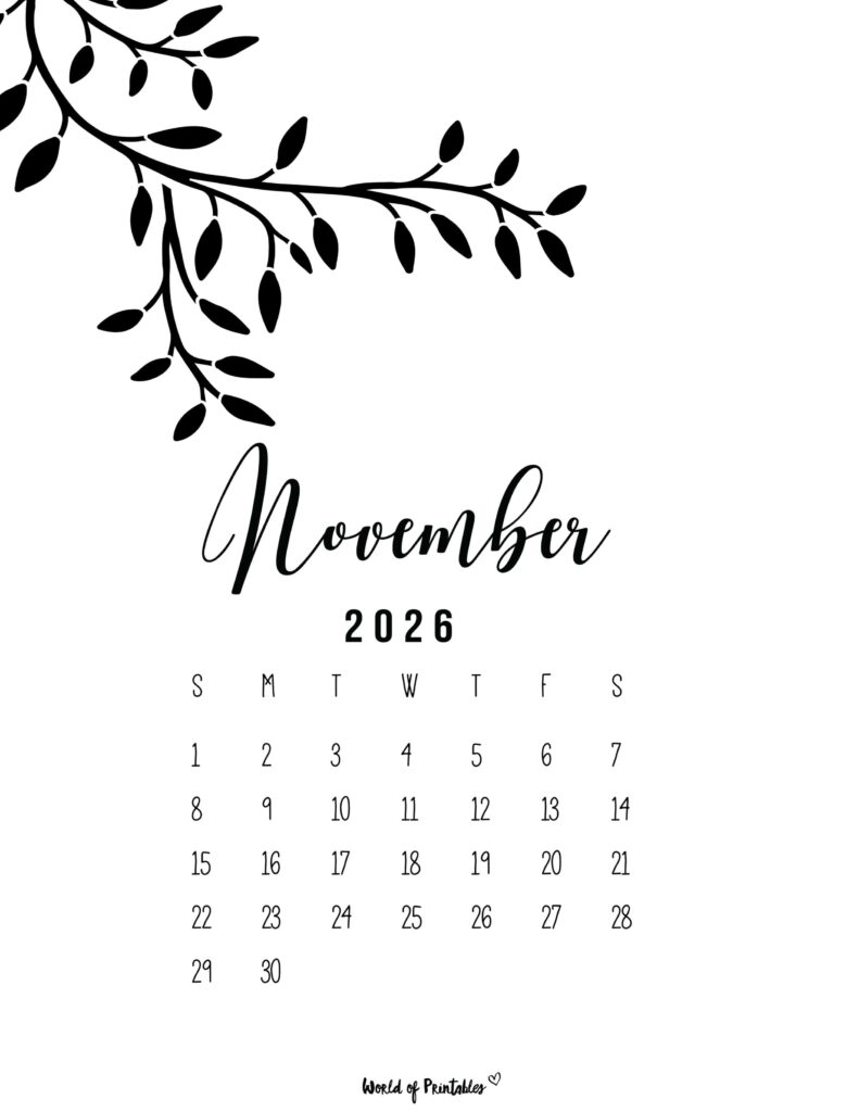 Printable November 2026 Calendar Design 12