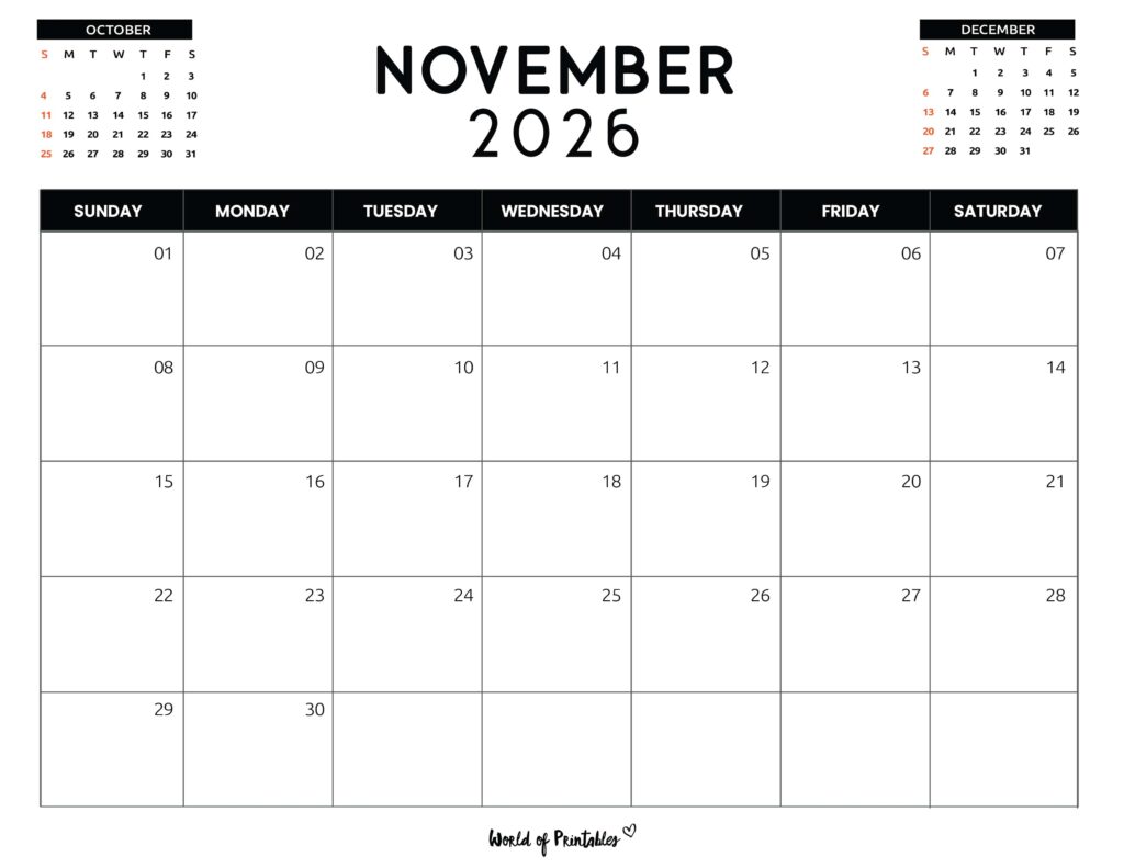 Printable November 2026 Calendar Design 120