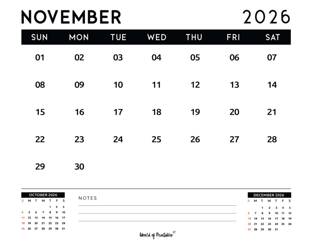 Printable November 2026 Calendar Design 121