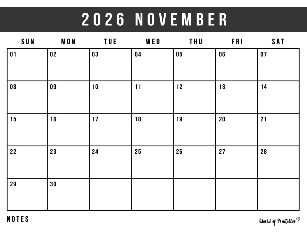 Printable November 2026 Calendar Design 125