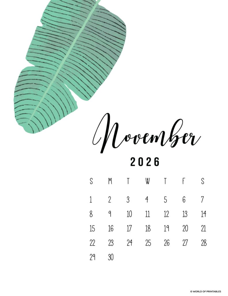 Printable November 2026 Calendar Design 13