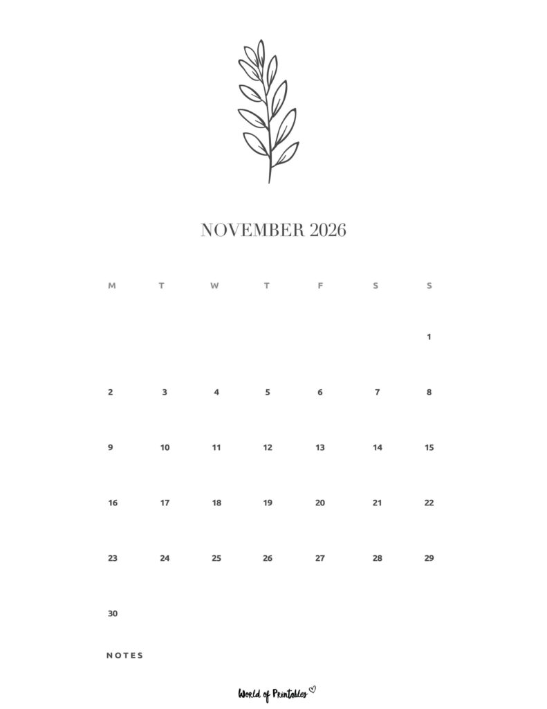 Printable November 2026 Calendar Design 16