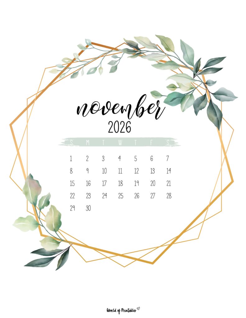 Printable November 2026 Calendar Design 18