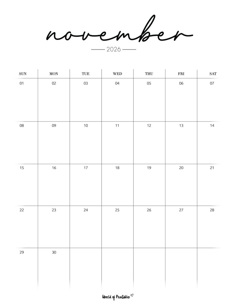 Printable November 2026 Calendar Design 208