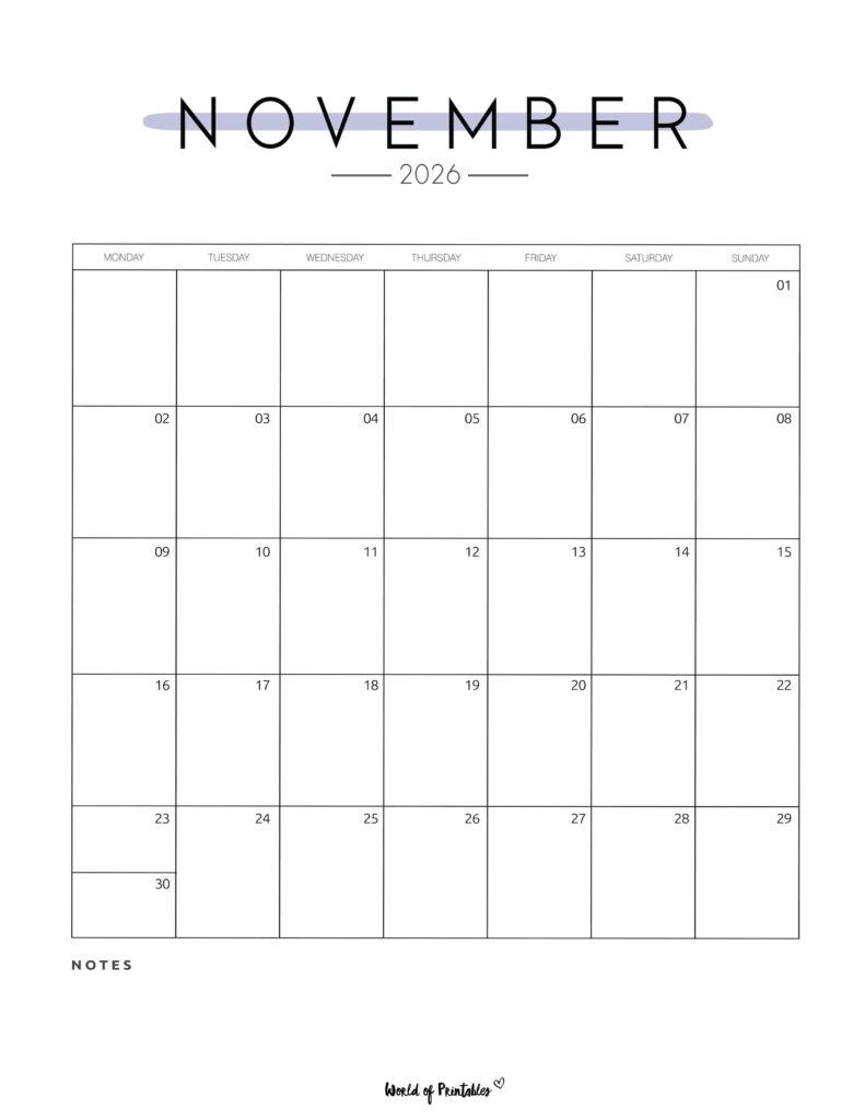 Printable November 2026 Calendar Design 209