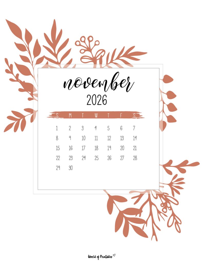 Printable November 2026 Calendar Design 21