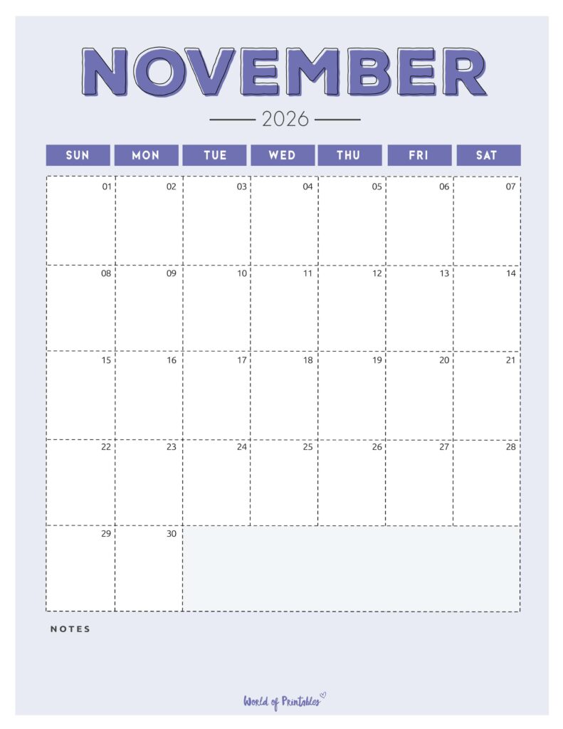 Printable November 2026 Calendar Design 213