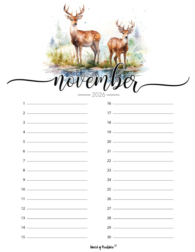 Printable November 2026 Calendar Design 216