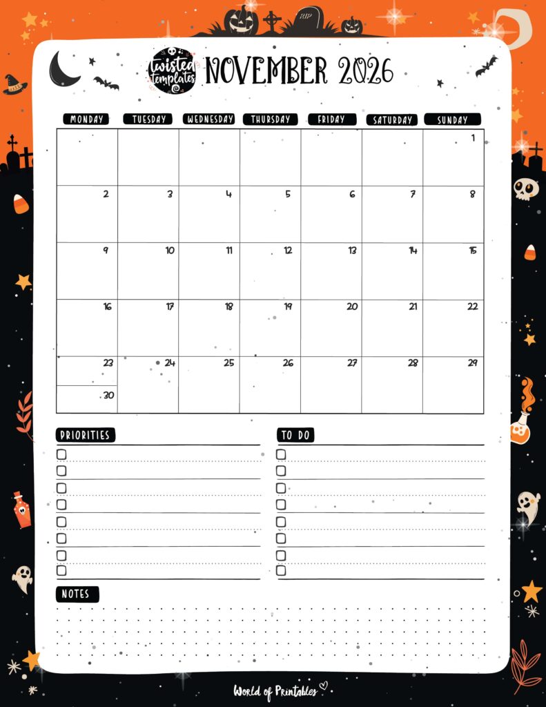 Printable November 2026 Calendar Design 220