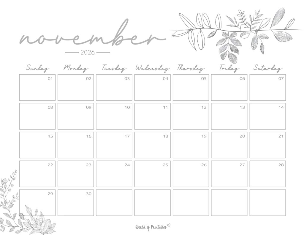 Printable November 2026 Calendar Design 249