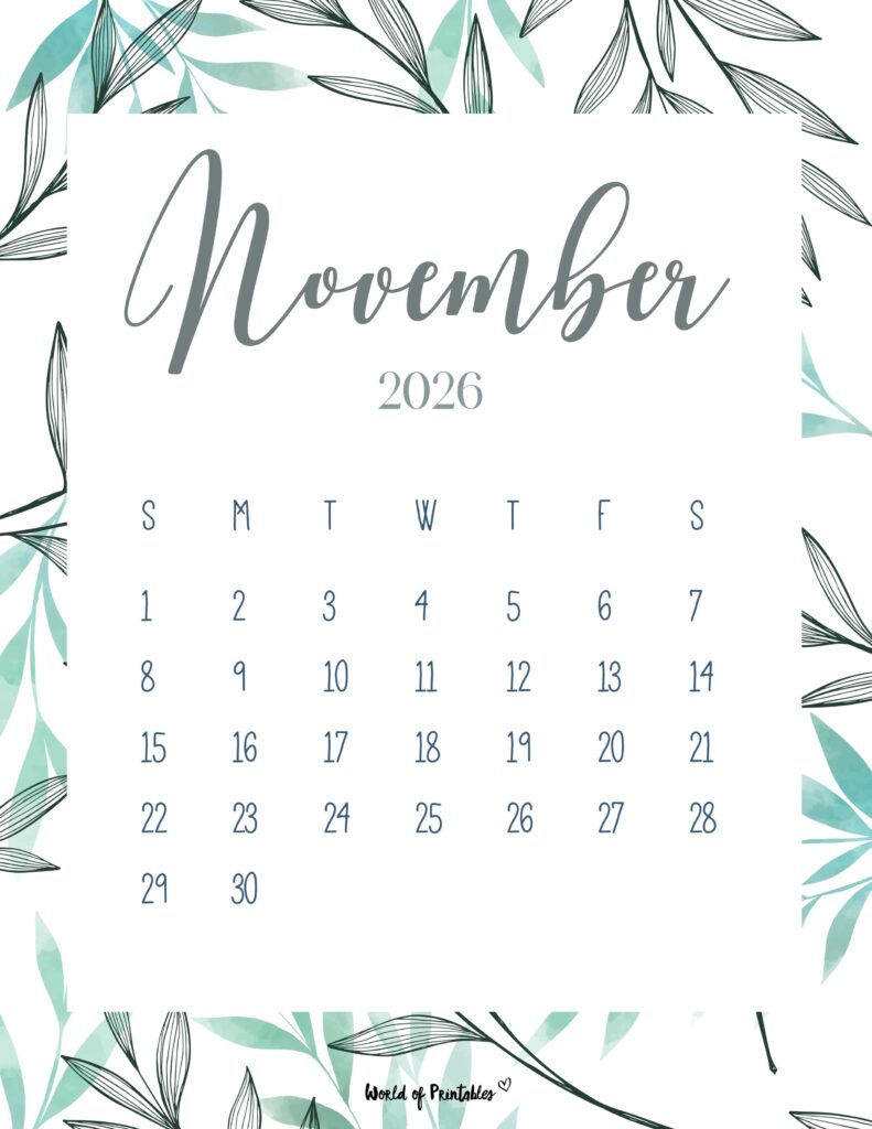 Printable November 2026 Calendar Design 3