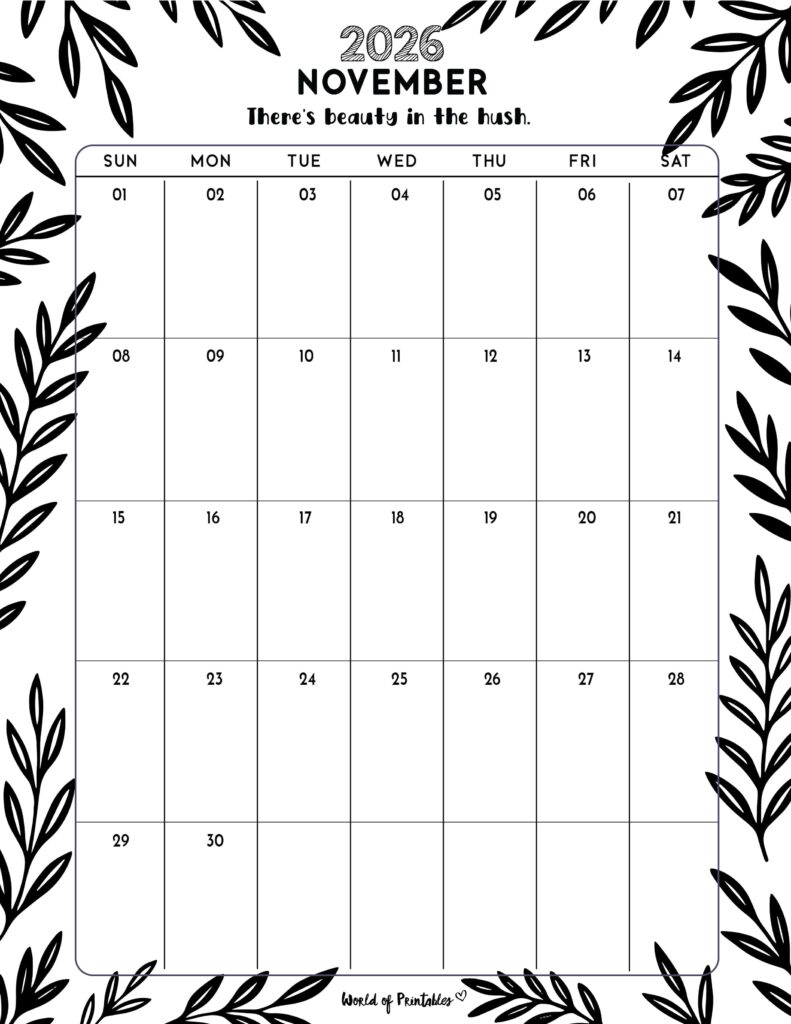Printable November 2026 Calendar Design 328
