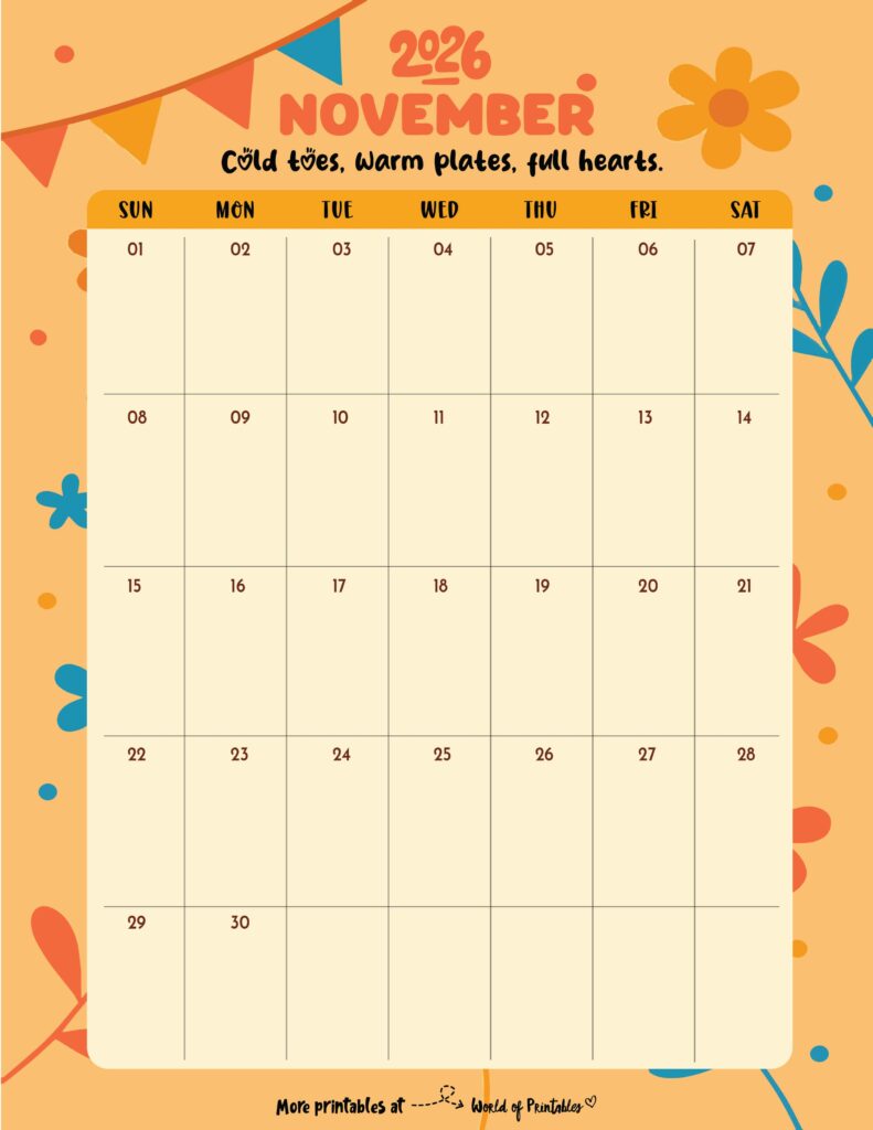 Printable November 2026 Calendar Design 331