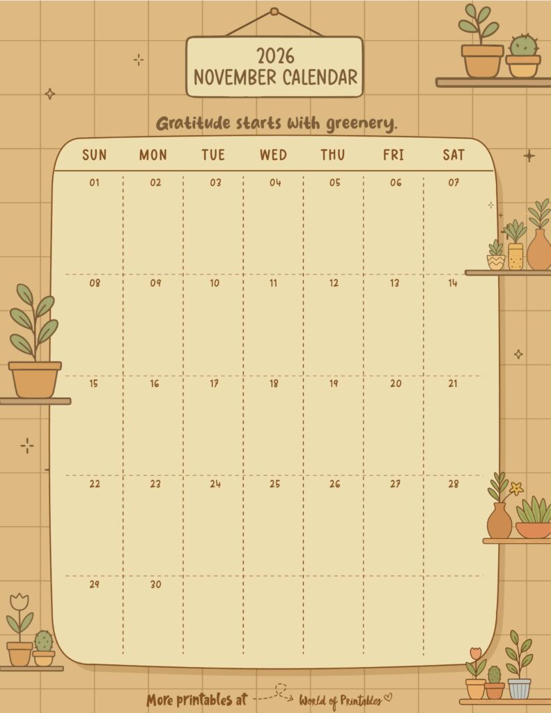 Printable November 2026 Calendar Design 336