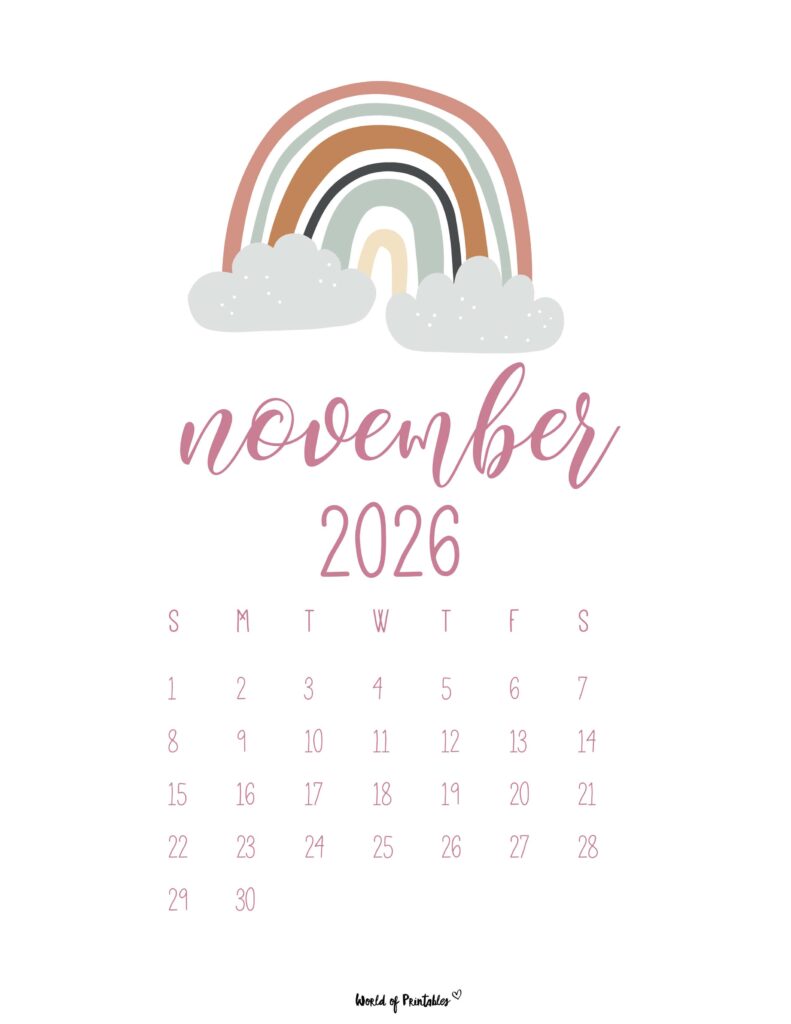 Printable November 2026 Calendar Design 34